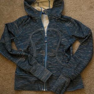lululemon athletica blue marled full-zip hooded sweatshirt